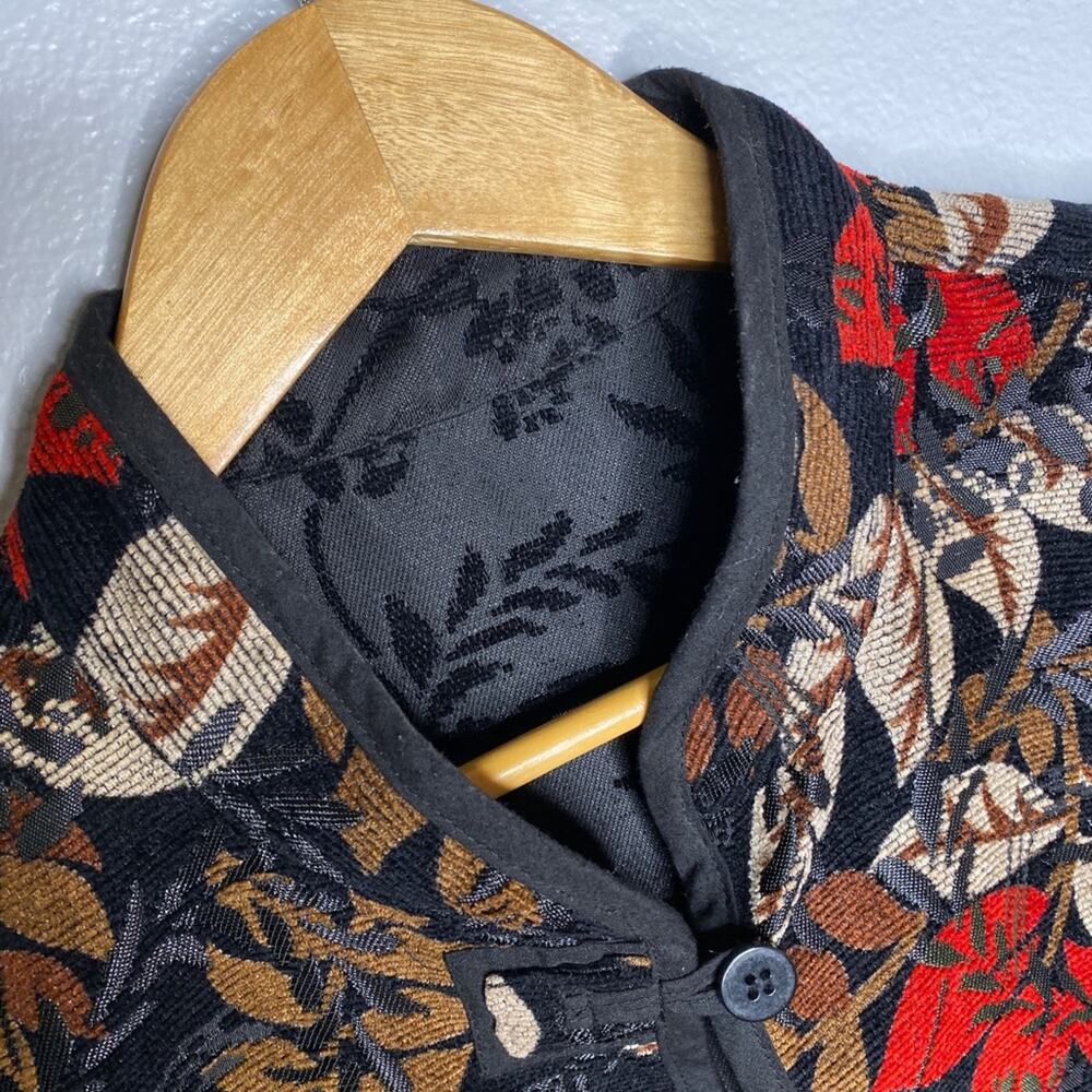 Embroidered Fall Leaves Vest Reversible Large - Picture 3 of 8